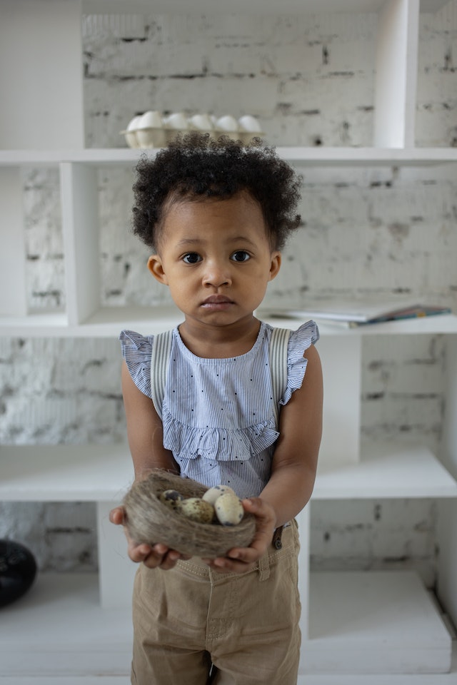 girl holding a nest