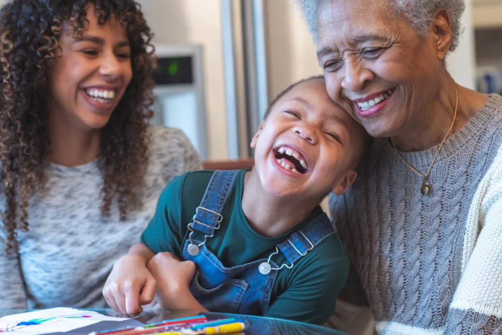 Little girl with her mother and grandma