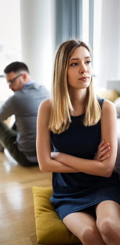 couple serious as they consider divorce