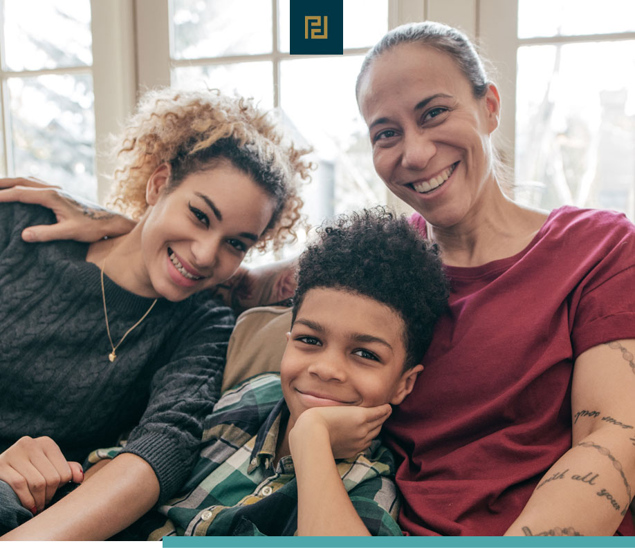 family on couch