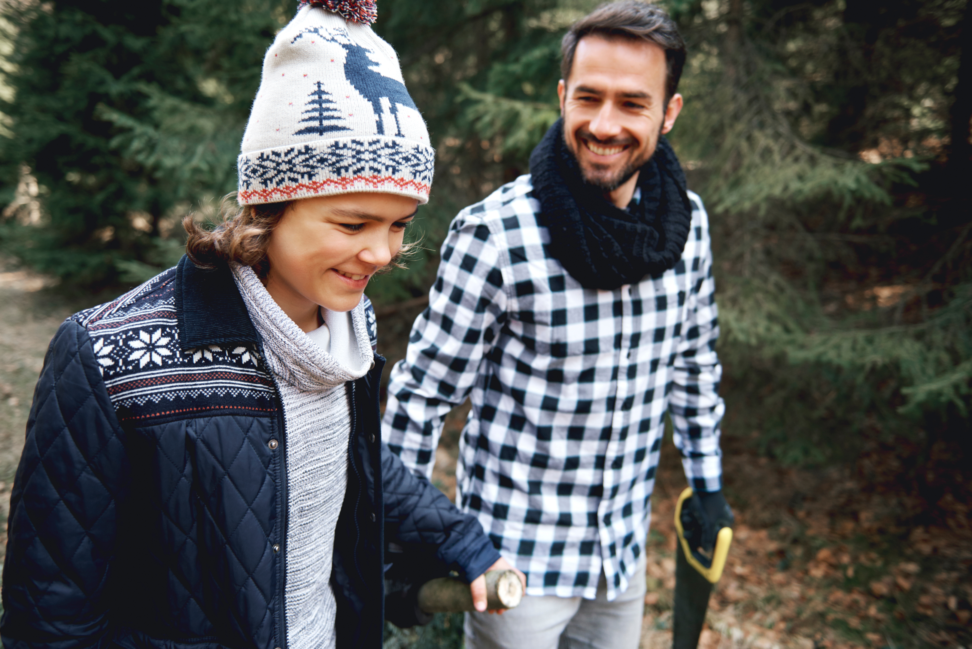 A father and a child hiking