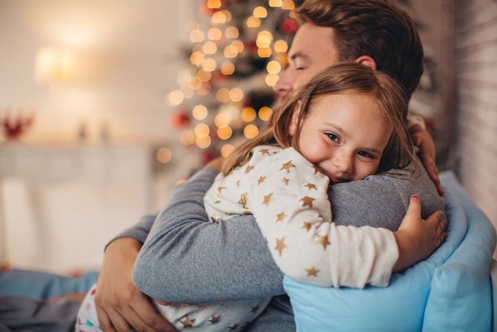 A father and a child together during holidays