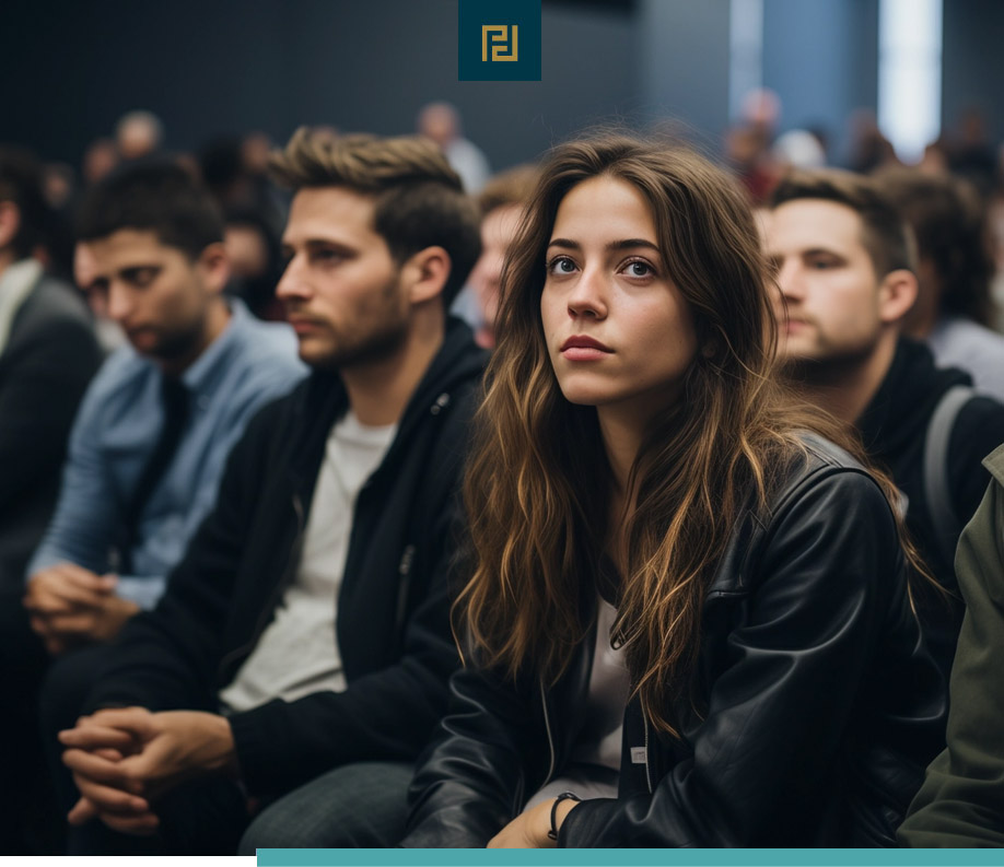 An image of a group of people sitting in an auditorium